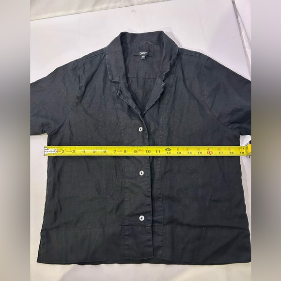 Black cropped linen Short Sleeve Shirt Quince - Flawed item - Picture 4 of 6